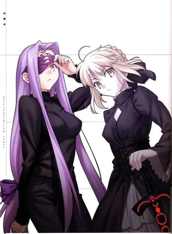Two anime girls in black outfits