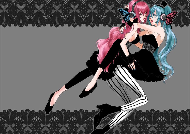 Two anime girls in black outfits