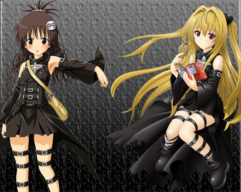 two anime girls in black outfits