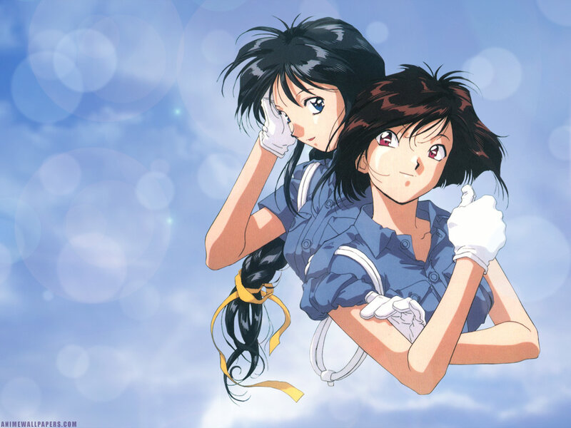 two anime girls in blue uniforms