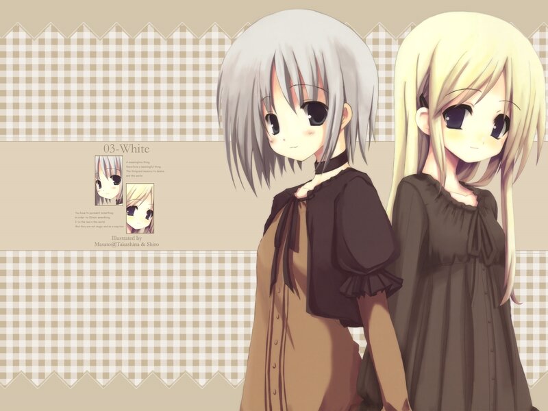 Two anime girls in brown dresses