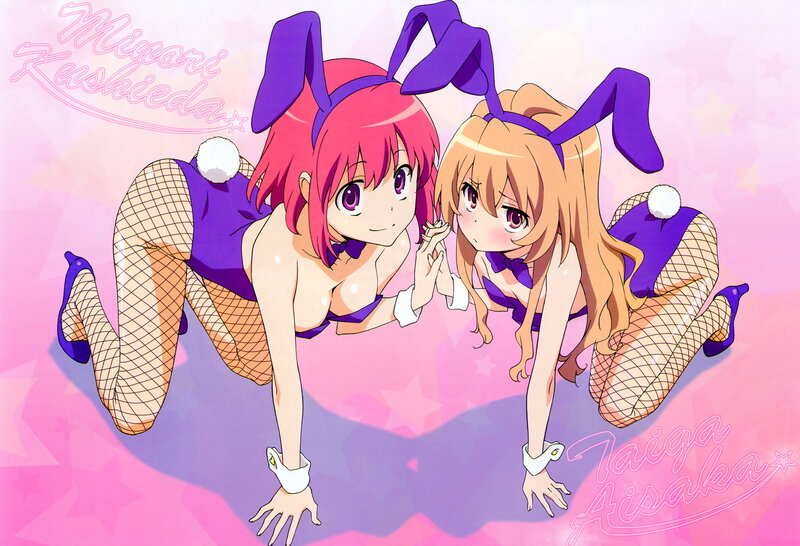 Two Anime Girls in Bunny Costumes — Pink, Playful