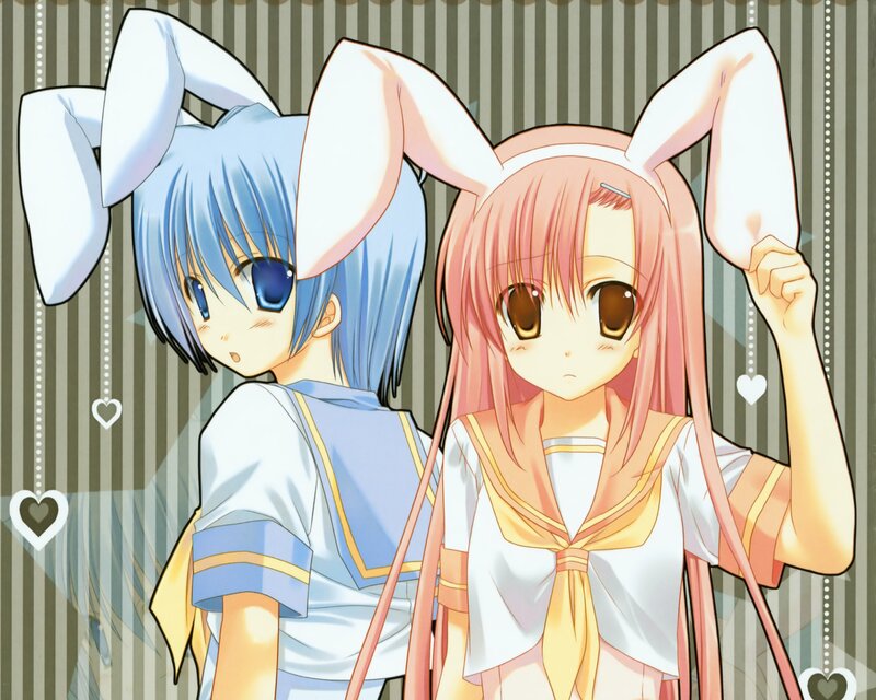Two anime girls in bunny ears