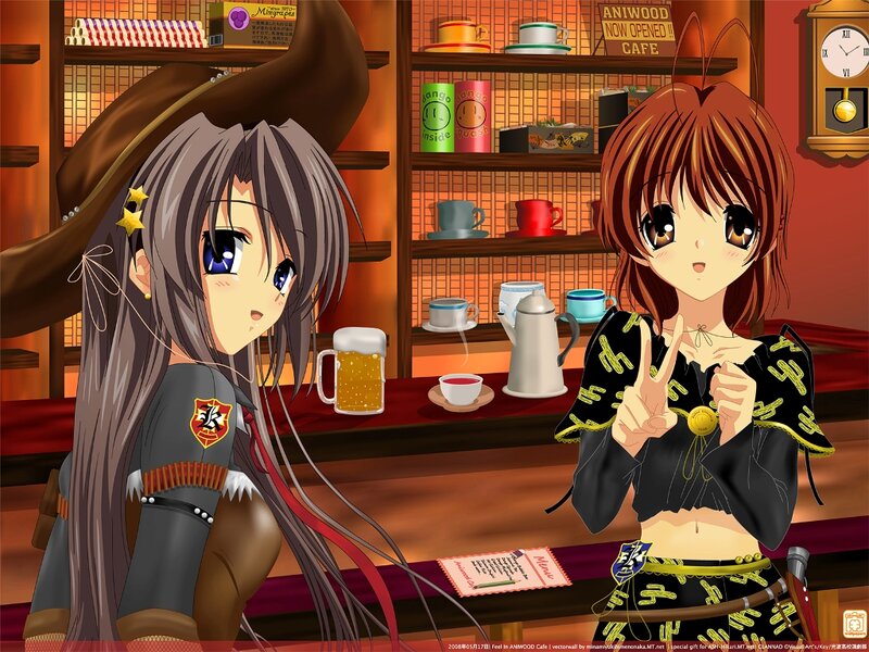 Two Anime Girls in Cafe — Brown