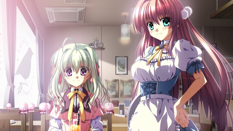 Two Anime Girls in Cafe — Pink, Calm