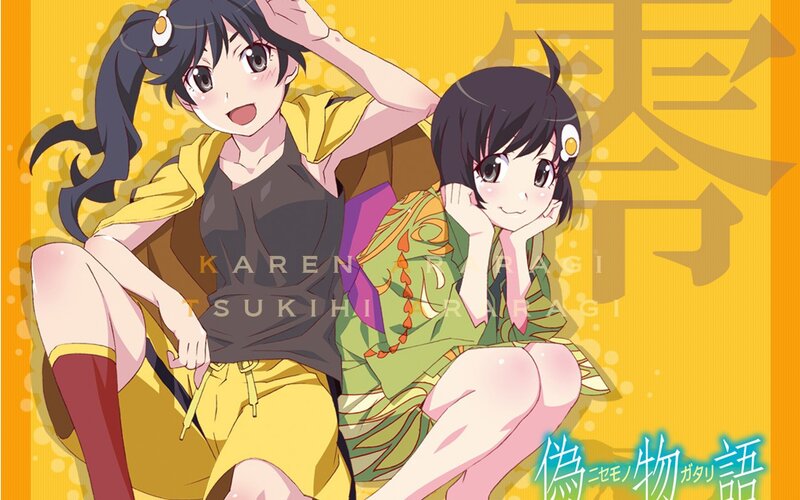 Two anime girls in casual clothes