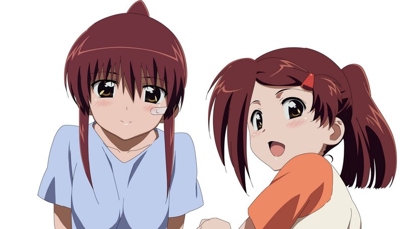 Two anime girls in casual clothes