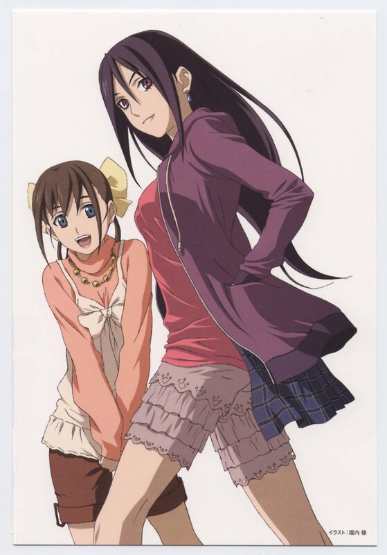 Two anime girls in casual clothes