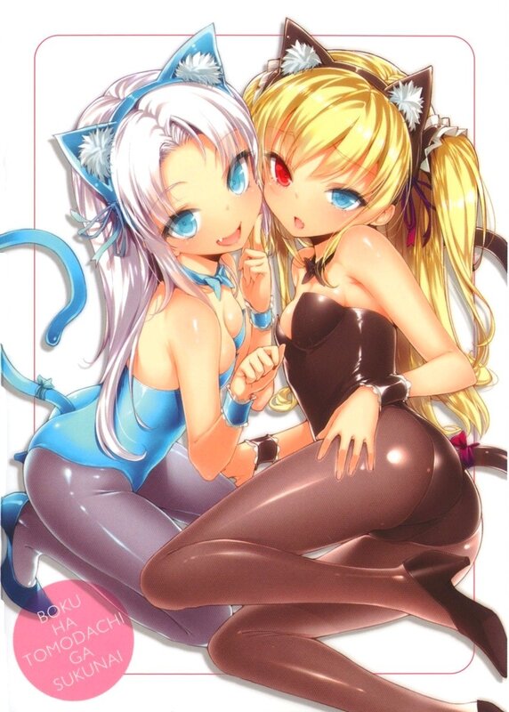 Two anime girls in cat costumes