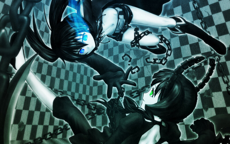 Two Anime Girls in Chains — Black, Dramatic