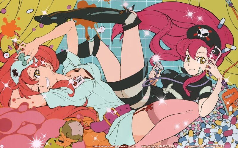 Two Anime Girls in Chaotic Scene