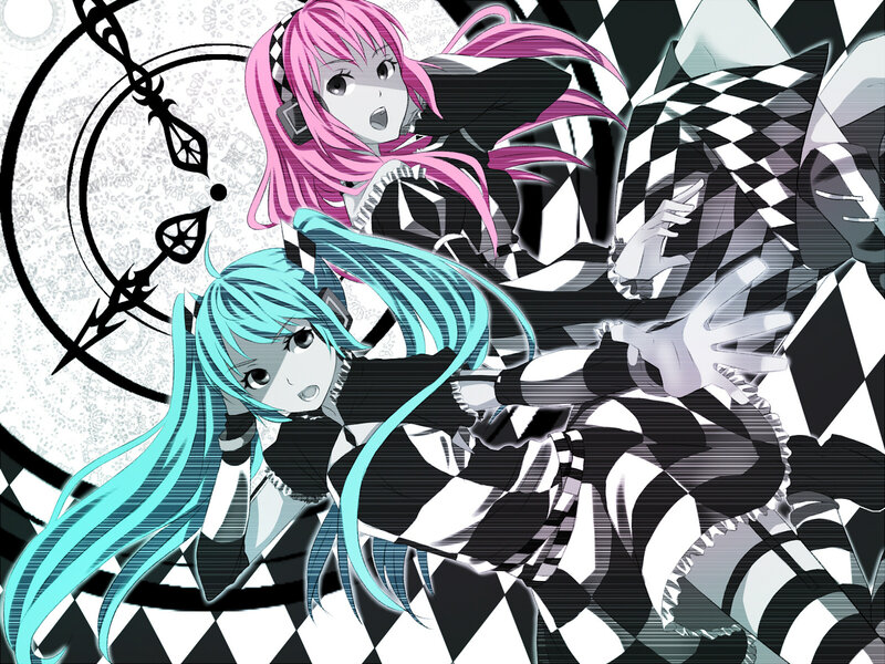 Two Anime Girls in Checkered Outfits — Cyan