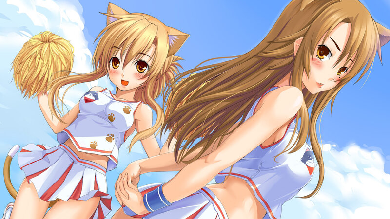 Two Anime Girls in Cheer Outfits — Blue