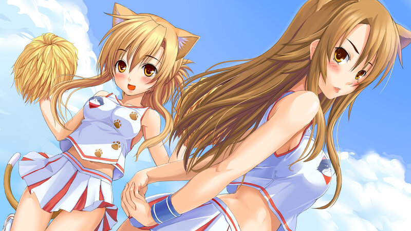 Two Anime Girls in Cheer Outfits