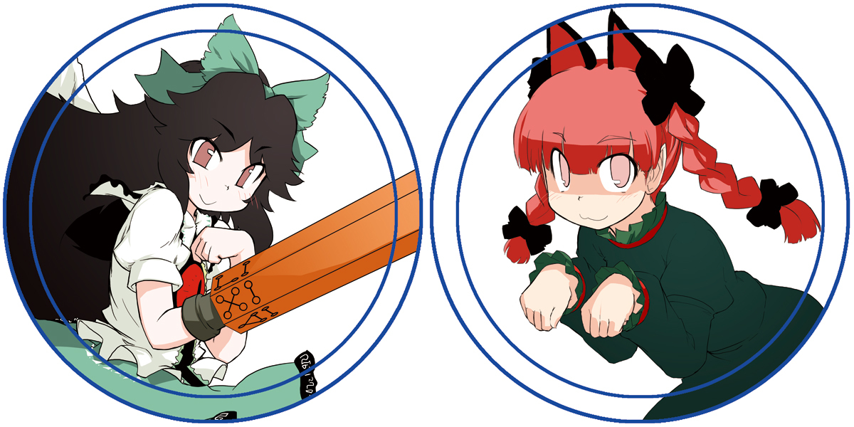 Two anime girls in circular frames