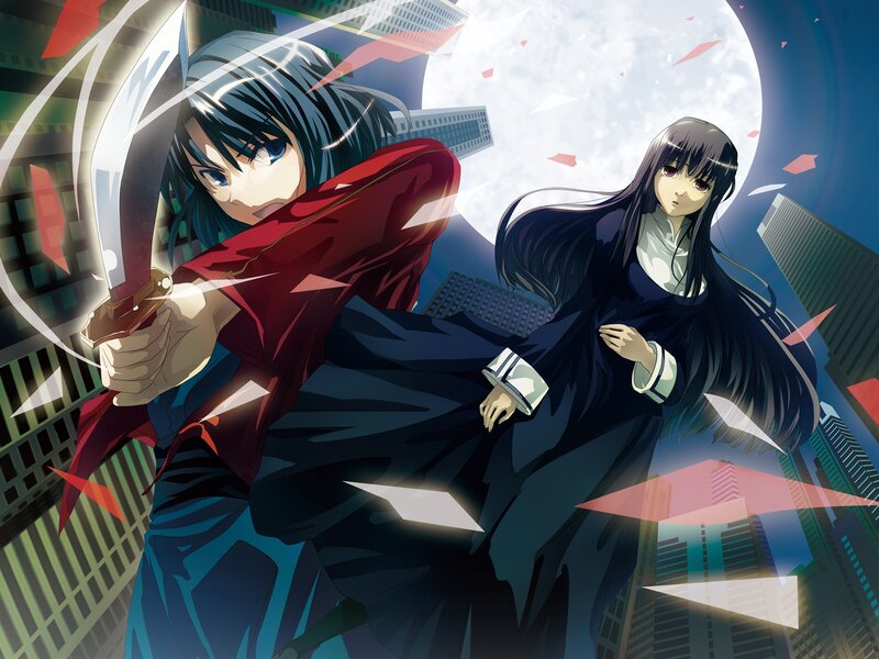 Two Anime Girls in City — Blue, Dramatic