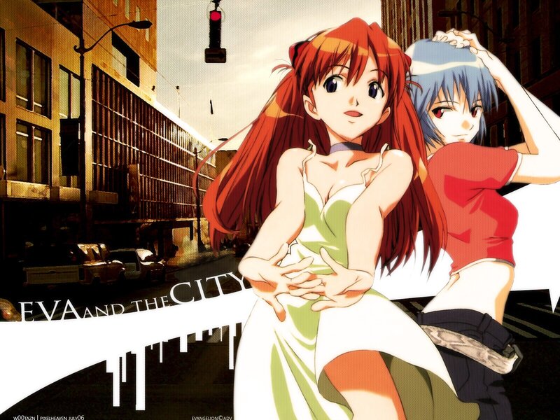 Two Anime Girls in City — Red