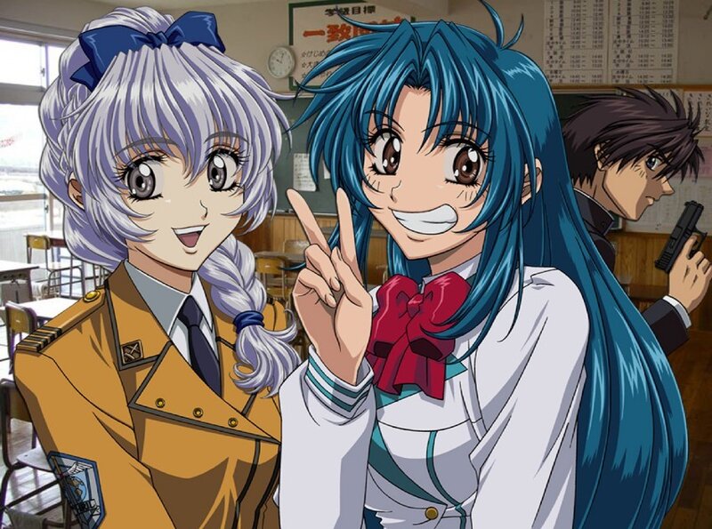 Two Anime Girls in Classroom — Blue