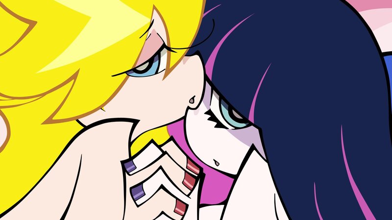 two anime girls in close pose