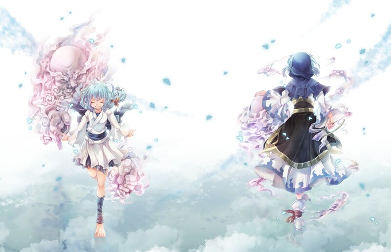 Two Anime Girls in Clouds