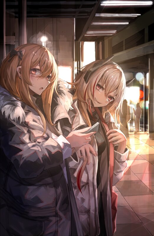 Two Anime Girls in Coats
