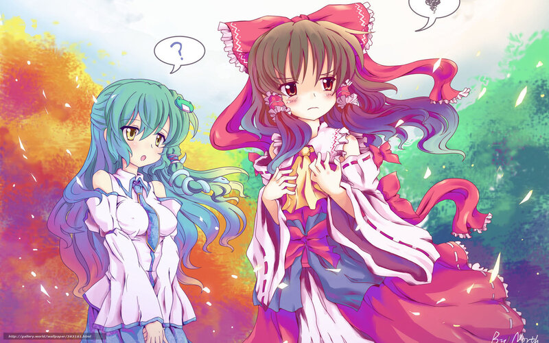 Two anime girls in colorful scene