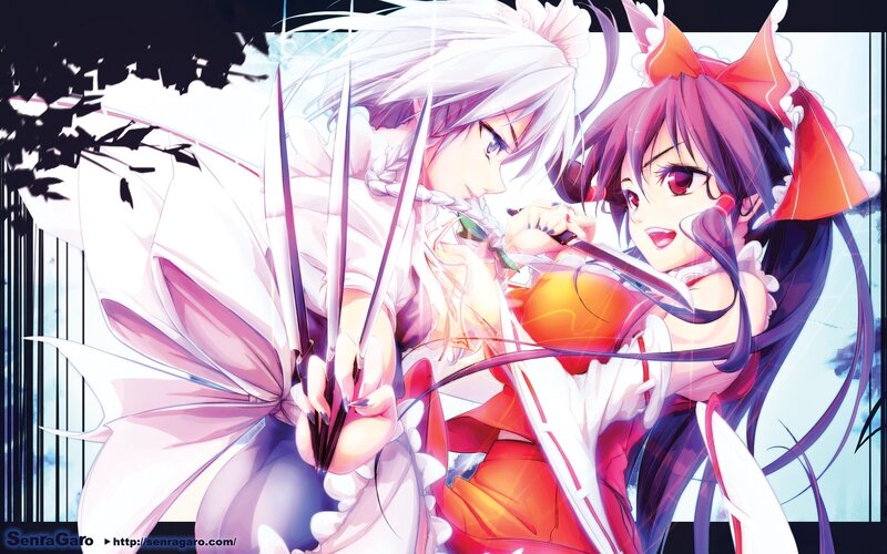 Two anime girls in combat
