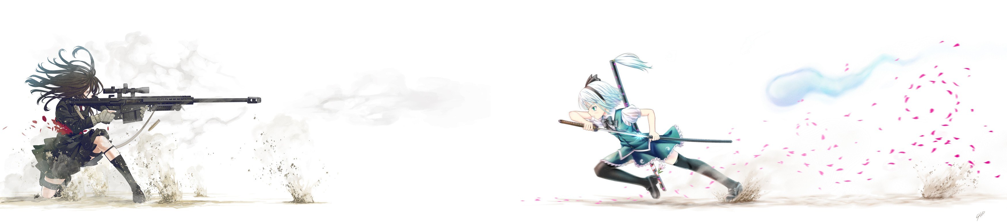 Two anime girls in combat
