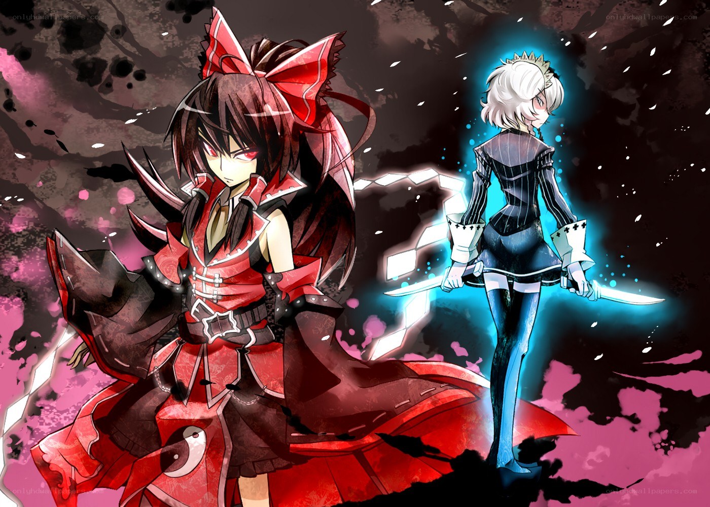 Two anime girls in combat