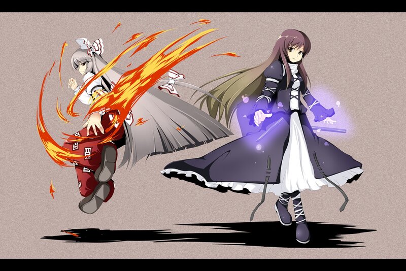 Two anime girls in combat