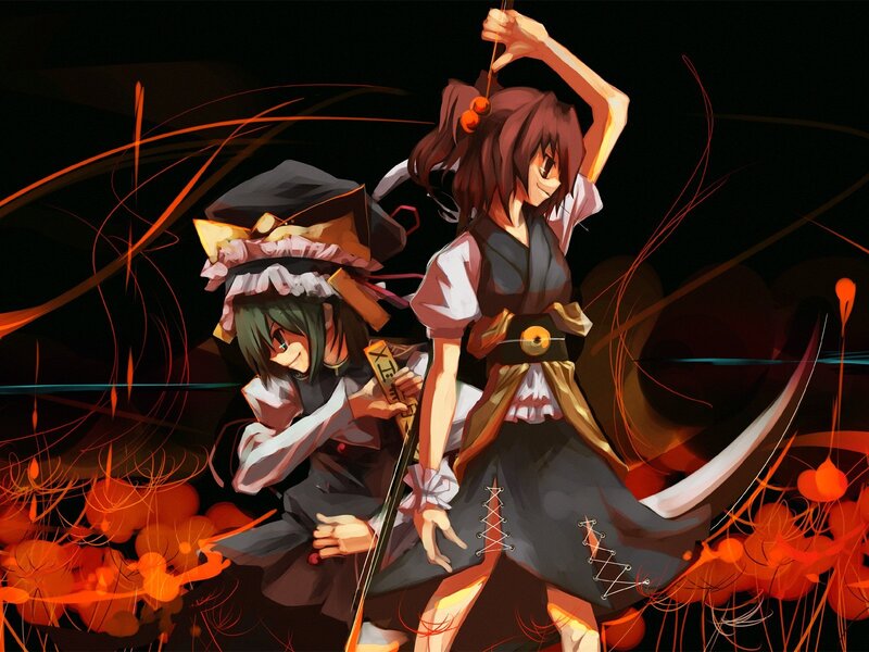 Two anime girls in combat