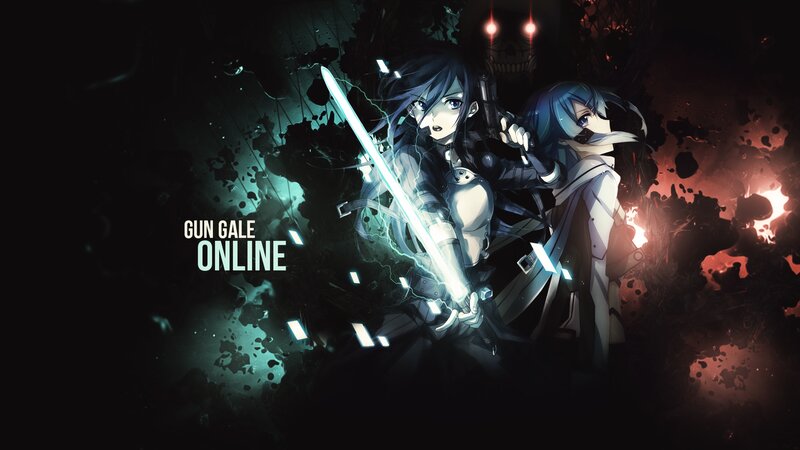Two Anime Girls in Combat — Black, Dramatic, Night