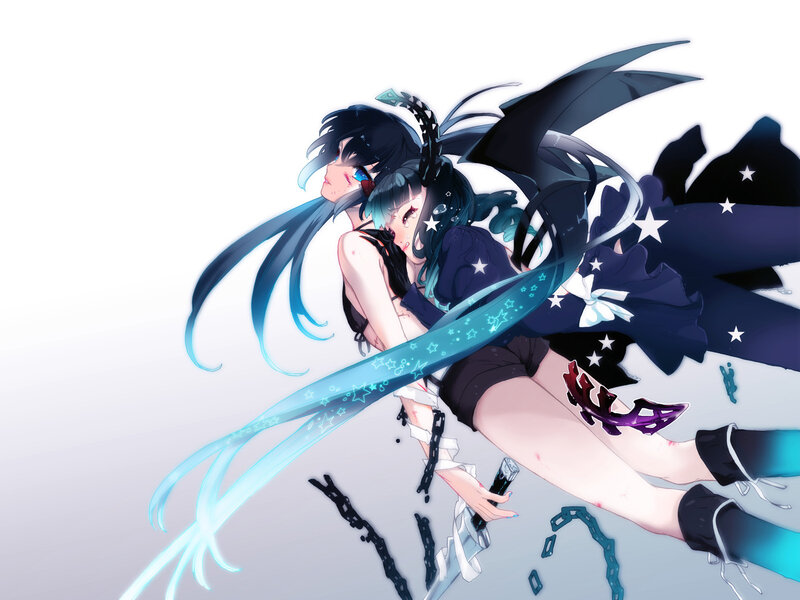 Two Anime Girls in Combat — Blue, Dramatic, Digital Art