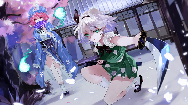 Two Anime Girls in Combat — Green, Dramatic