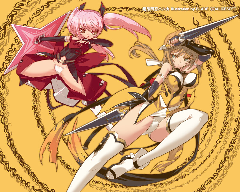 Two anime girls in combat poses