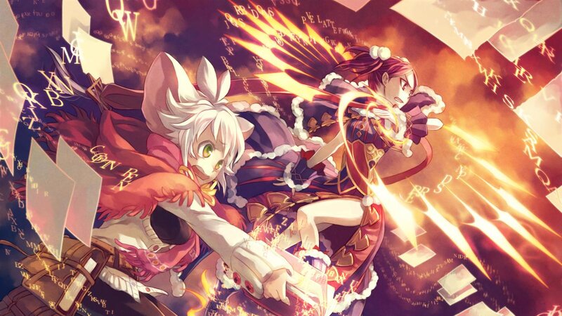 Two Anime Girls in Combat — Purple, Dramatic, Magic