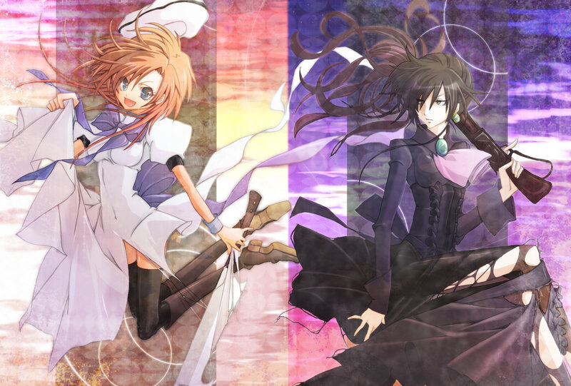 Two Anime Girls in Combat — Purple, Dramatic
