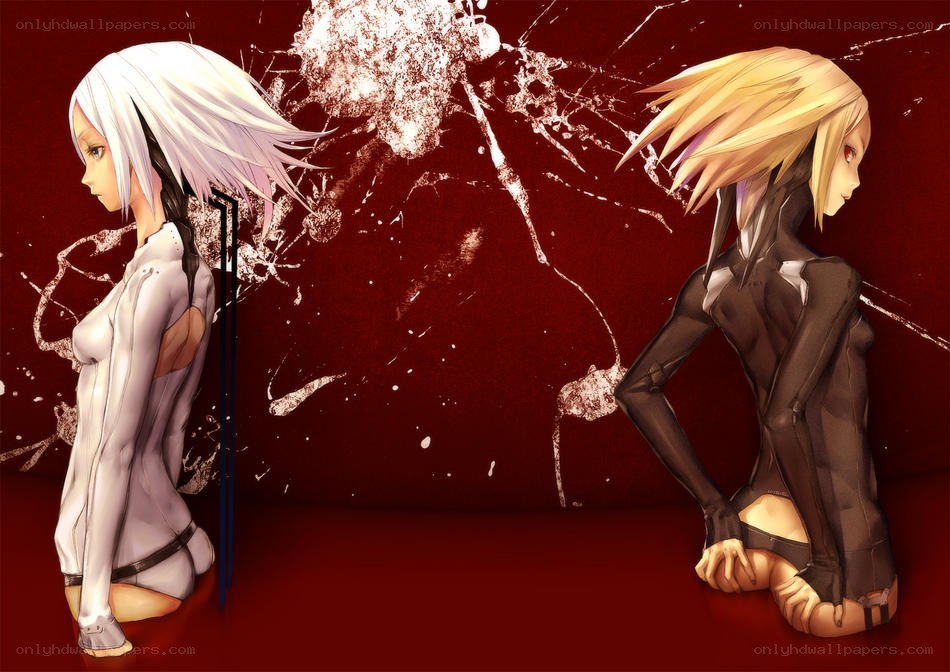 two anime girls in combat suits