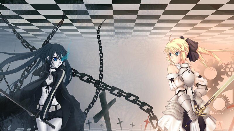 Two anime girls in combat