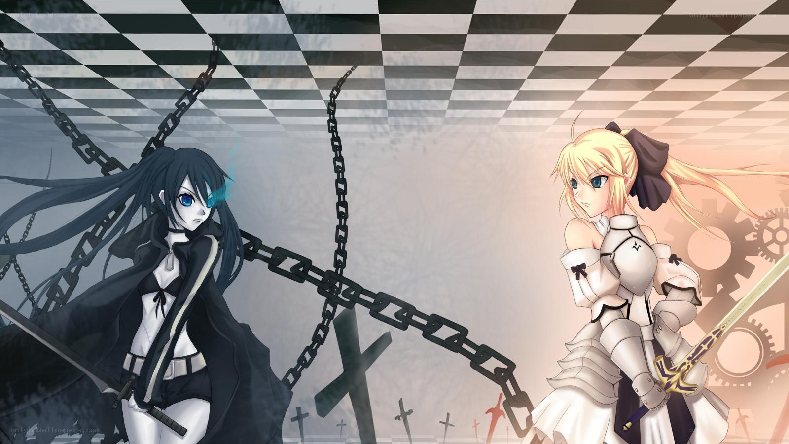 Two anime girls in combat