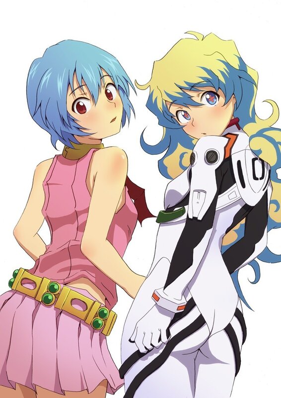 Two anime girls in contrasting outfits