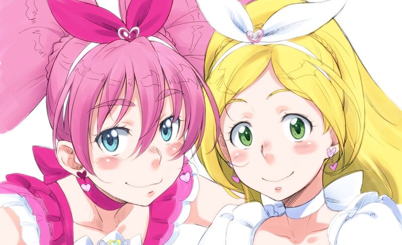 two anime girls in costumes