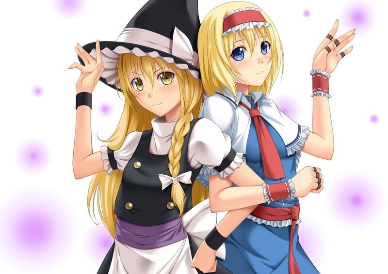 two anime girls in costumes