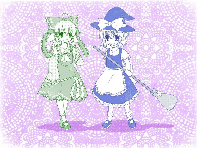 two anime girls in costumes