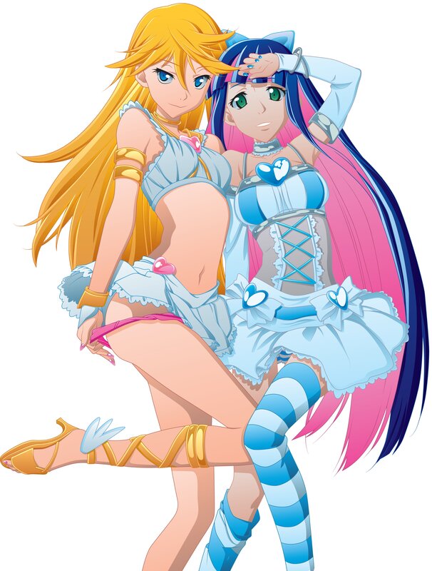 two anime girls in costumes