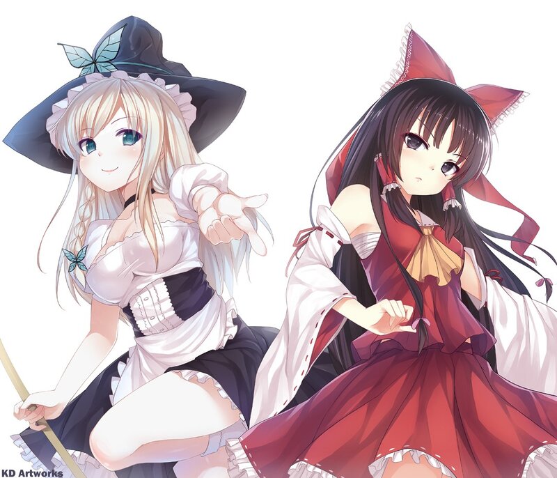 Two anime girls in costumes