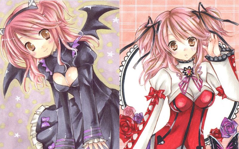 Two anime girls in costumes
