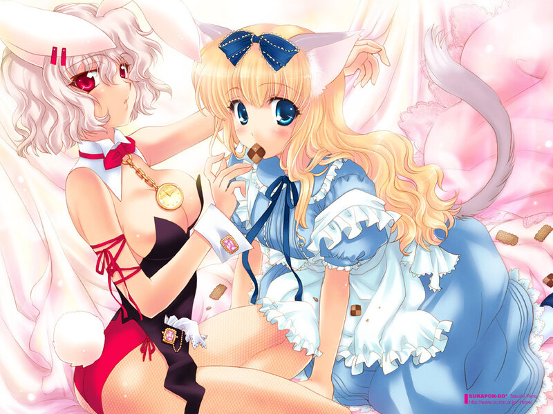 Two anime girls in costumes
