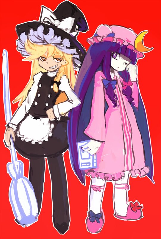 two anime girls in costumes