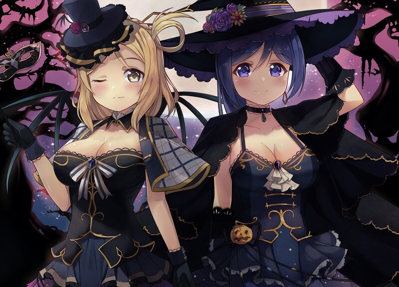 Two Anime Girls in Costumes — Black